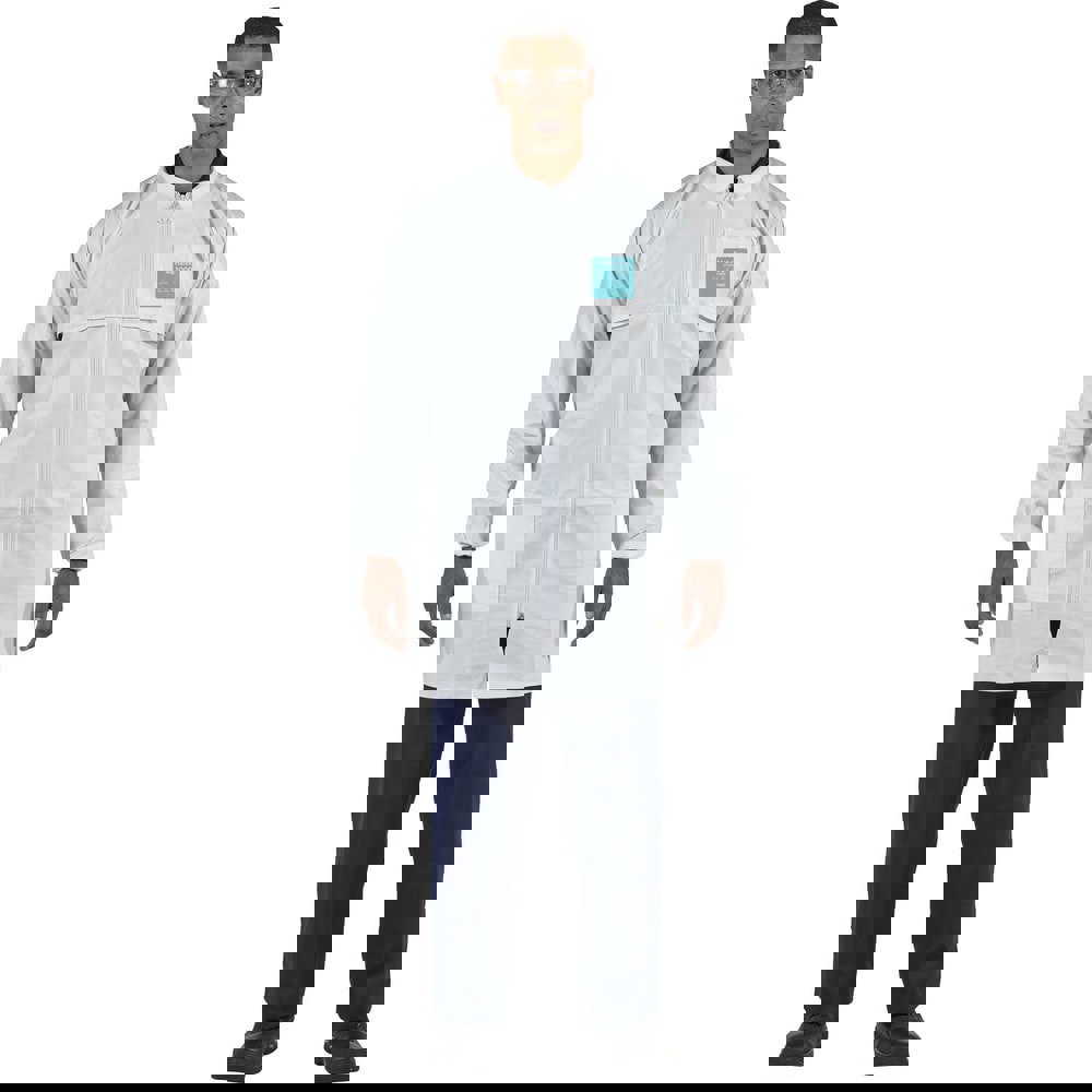 Disposable & Chemical Resistant Lab Coats; Garment Style: Coat ; Gender: Unisex ; Size: 2X-Large ; Cuff Style: Elastic ; Material: Microporous Polyethylene Laminate Non-Woven ; Closure Type: Zipper