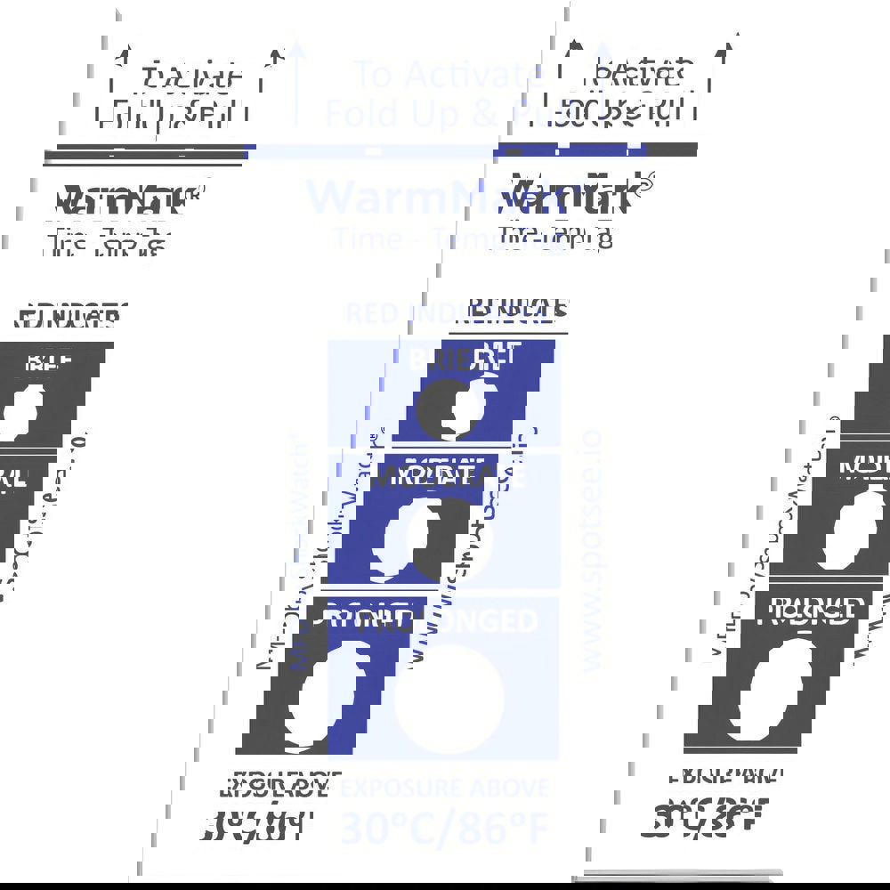 Temperature Indicating Labels; Indicator Use: One Time ; Temperature Rating: 30 ; Accuracy: +/-1C ; Overall Height: 1.81 ; Overall Width: 1 ; Application: Cold chain temperature monitoring