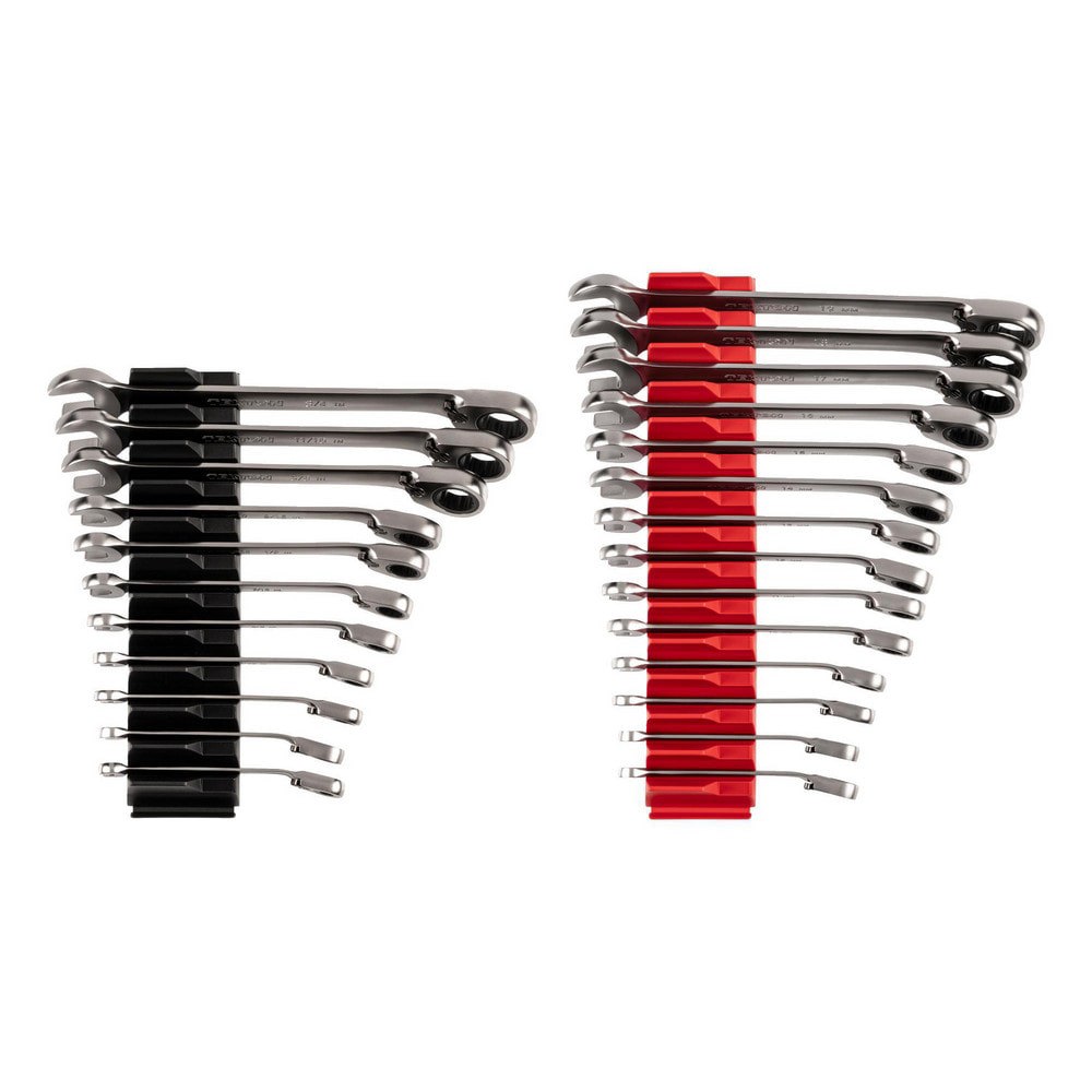 Wrench Sets; System Of Measurement: Inch & Metric ; Container Type: Plastic Holder ; Wrench Size: 1/4 - 3/4 in; 6 - 19 mm ; Material: Steel ; Non-sparking: No ; Corrosion-resistant: Yes