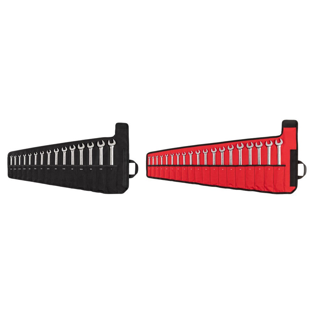 Wrench Sets; System Of Measurement: Inch & Metric ; Container Type: Roll-Up Pouch ; Wrench Size: 1/4 - 1 in; 6 - 24 mm ; Material: Steel ; Non-sparking: No ; Corrosion-resistant: Yes
