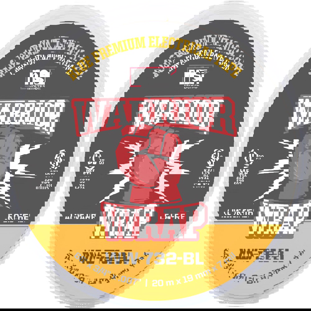 Electrical Tape; Tape Material: Vinyl ; Width (Inch): 3/4 ; Thickness (mil): 7.0000 ; Color: Blue ; Series: Professional + ; Series Part Number: WW-732-BL