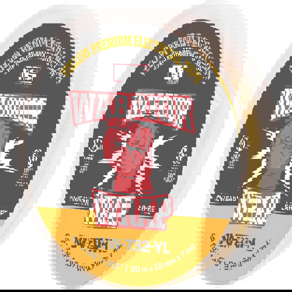 Electrical Tape; Tape Material: Vinyl ; Width (Inch): 3/4 ; Thickness (mil): 7.0000 ; Color: Yellow ; Series: Professional + ; Series Part Number: WW-732-YL