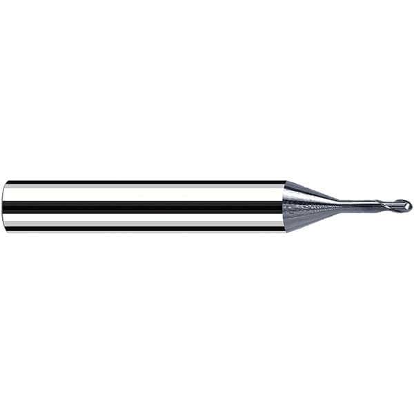 Ball End Mill: 2.30 mm Dia, 2.30 mm LOC, 2 Flute, Solid Carbide