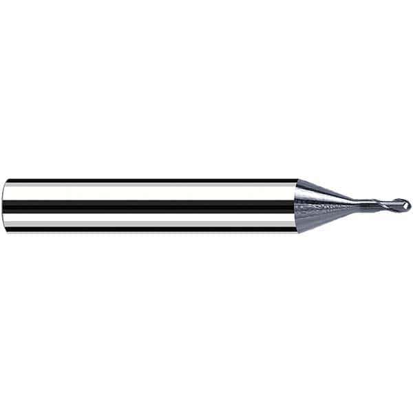 Ball End Mill: 0.50 mm Dia, 0.50 mm LOC, 2 Flute, Solid Carbide