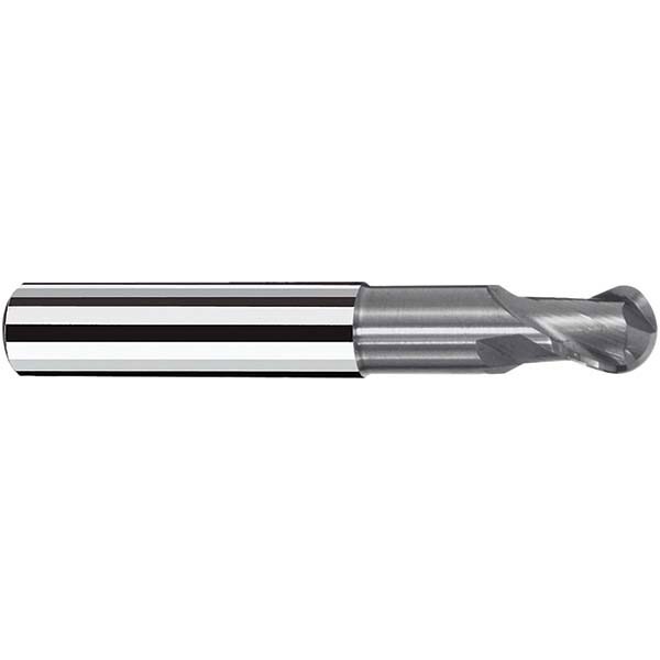 Ball End Mill: 10.00 mm Dia, 11.00 mm LOC, 2 Flute, Solid Carbide