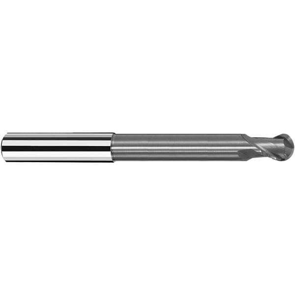 Ball End Mill: 5.00 mm Dia, 6.00 mm LOC, 2 Flute, Solid Carbide