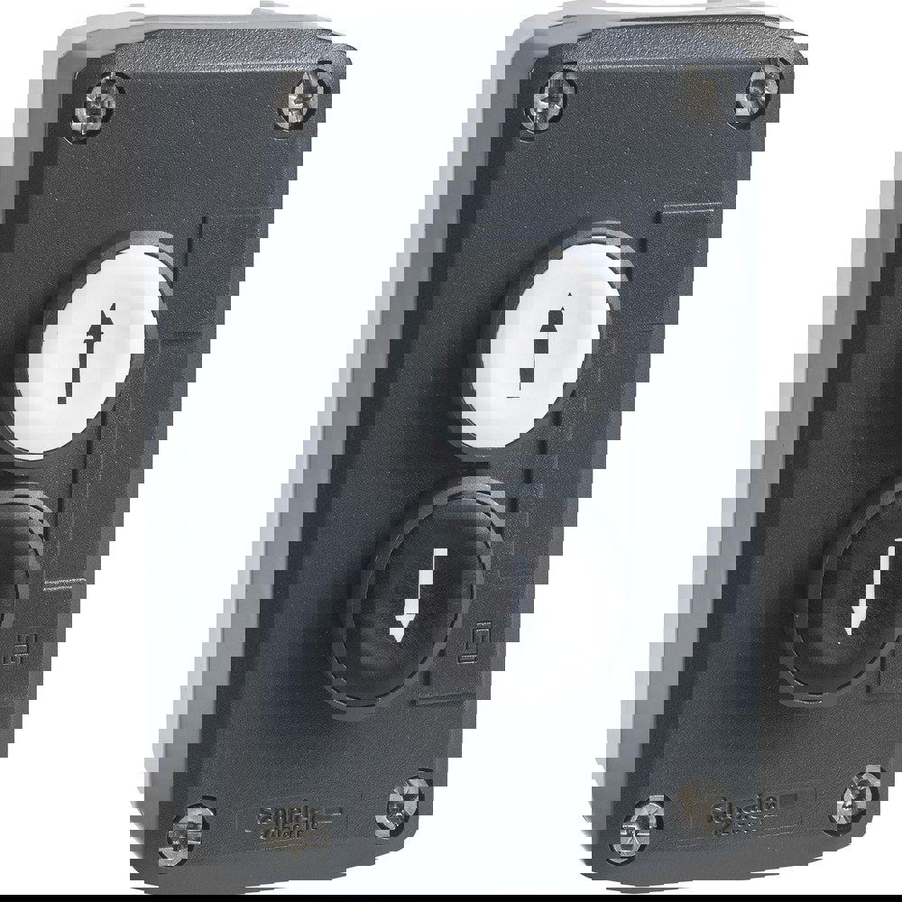 Pushbutton Control Stations; Control Station Type: Control Station ; Number of Operators: 2 ; Legend Markings: Up Arrow; Down Arrow ; Switch Action: Spring Return ; Contact Configuration: 2NO ; Operator Type: Flush Push Button