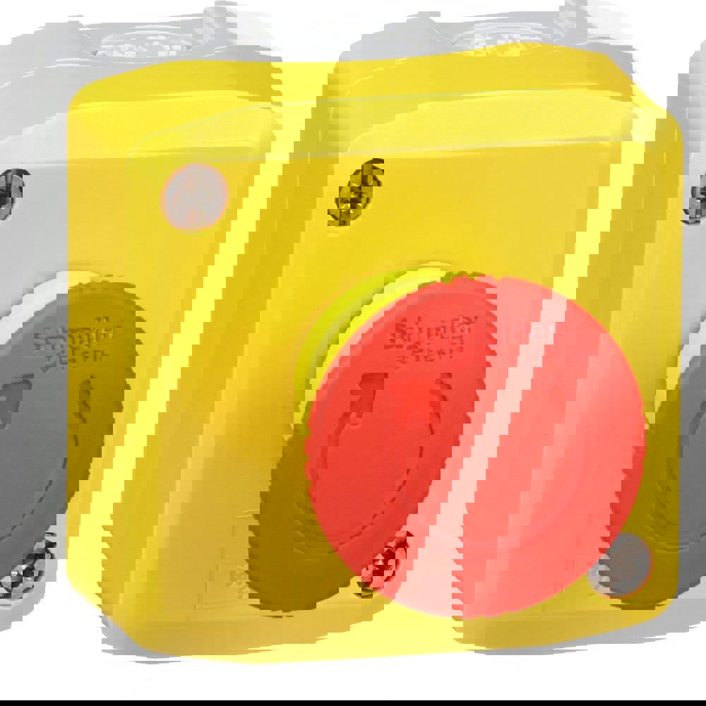 Pushbutton Control Stations; Control Station Type: Control Station ; Number of Operators: 1 ; Legend Markings: No Legend ; Switch Action: Turn to Release ; Contact Configuration: 2NC ; Operator Type: Mushroom Head