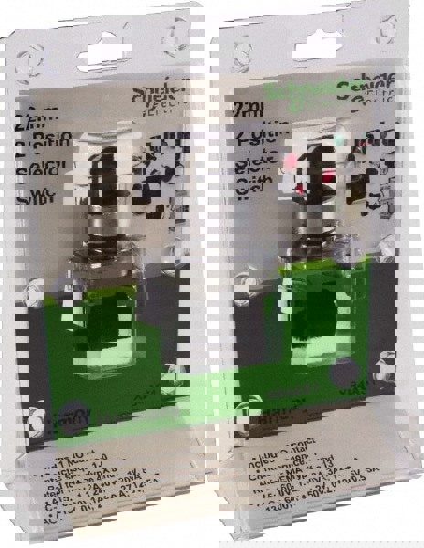 Selector Switch with Contact Blocks: 2 Positions, Maintained (MA), Black Lever