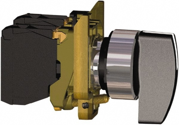 Selector Switch Only: 3 Positions, Maintained (MA), Black Lever