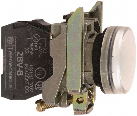 24 VAC/VDC White Lens LED Indicating Light