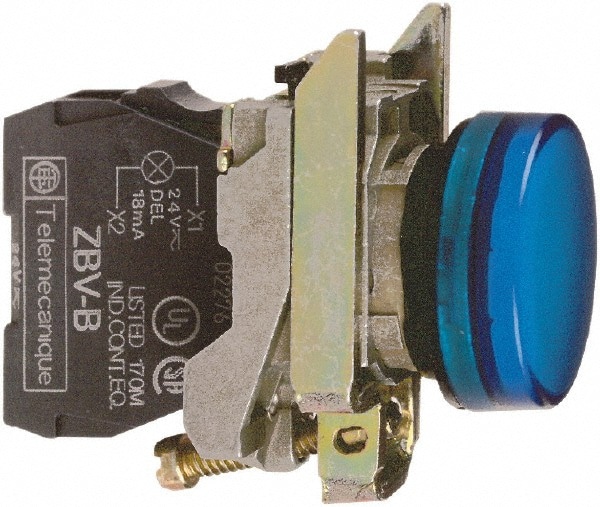 24 VAC/VDC Blue Lens LED Indicating Light