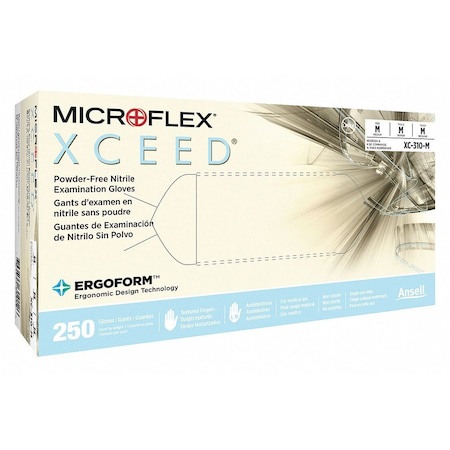 Series Microflex Xceed Disposable Gloves: Size Large, 2.8 mil, Uncoated-Coated Nitrile, Industrial Grade, Unpowdered