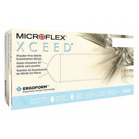 Series Microflex Xceed Disposable Gloves: Size X-Large, 2.8 mil, Uncoated-Coated Nitrile, Industrial Grade, Unpowdered