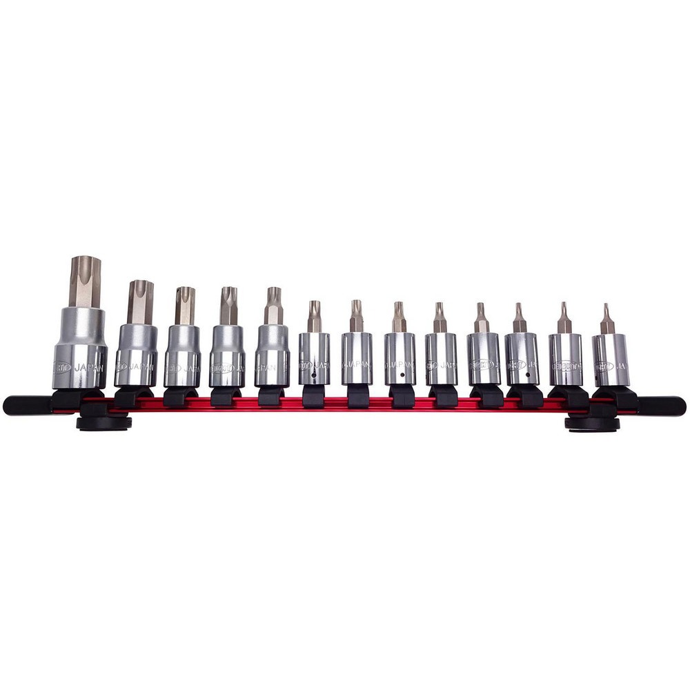 Hex & Torx Bit Socket Sets; Set Type: Tamper Proof Torx Bit Socket Set ; Drive Size: 1/4, 3/8, 1/2 ; Minimum Set Torx Size: T7 ; Maximum Set Torx Size: T60 ; Measurement Type: Torx ; Number Of Pieces: 13