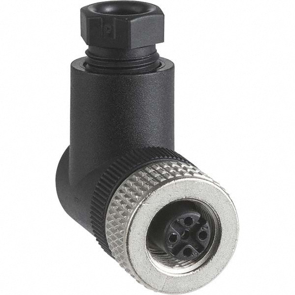 3 Amp, M12 5 Pin Elbowed Female Field Attachable Connector Sensor and Receptacle