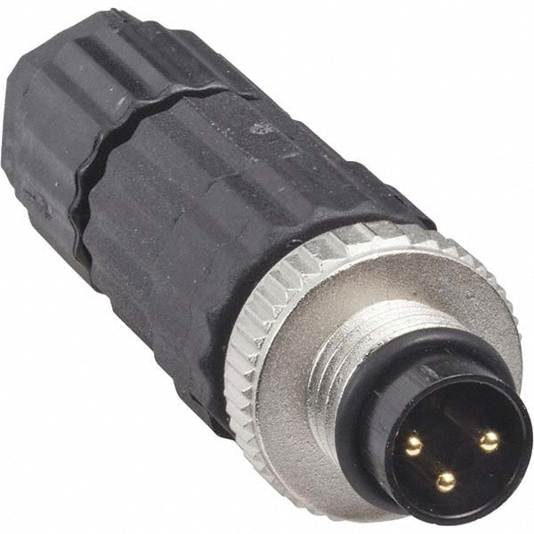 4 Amp, M8 3 Pin Male Straight Field Attachable Connector Sensor and Receptacle