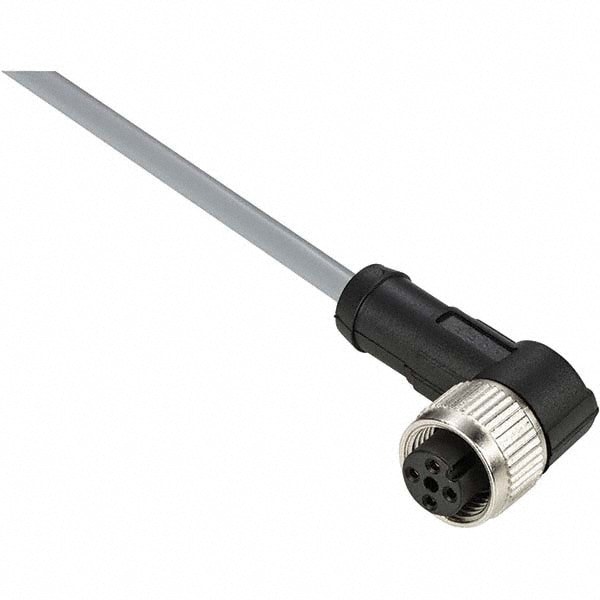 3 Amp, M12 5 Pin Elbowed Female Cordset Sensor and Receptacle