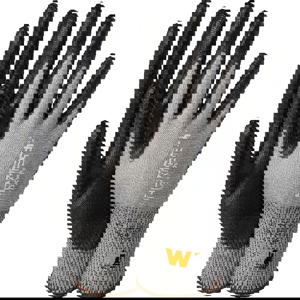 Cut-Resistant Gloves: Size L, ANSI Cut A9, Polyurethane, HPPE, Nylon & Glass