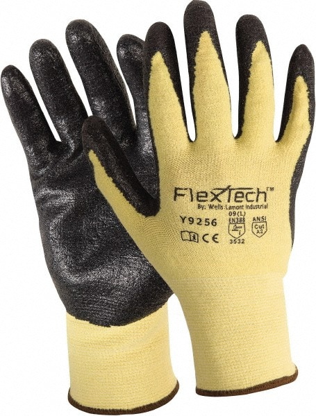 Cut & Abrasion-Resistant Gloves: Size L, ANSI Cut A2, Foam Nitrile, Kevlar