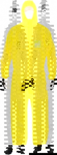 Non-Disposable Rain & Chemical-Resistant Coveralls: Size 3X-Large, Yellow, Film Laminate