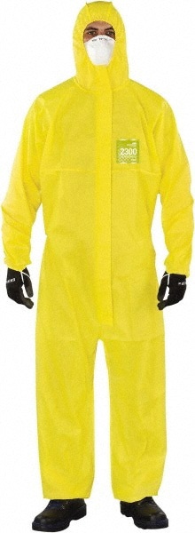 Disposable Coveralls: Chemical & Liquid, Size X-Large, 1.9200 oz, Polyethylene & Polypropylene, Two Way Zipper & Stormflaps Closure