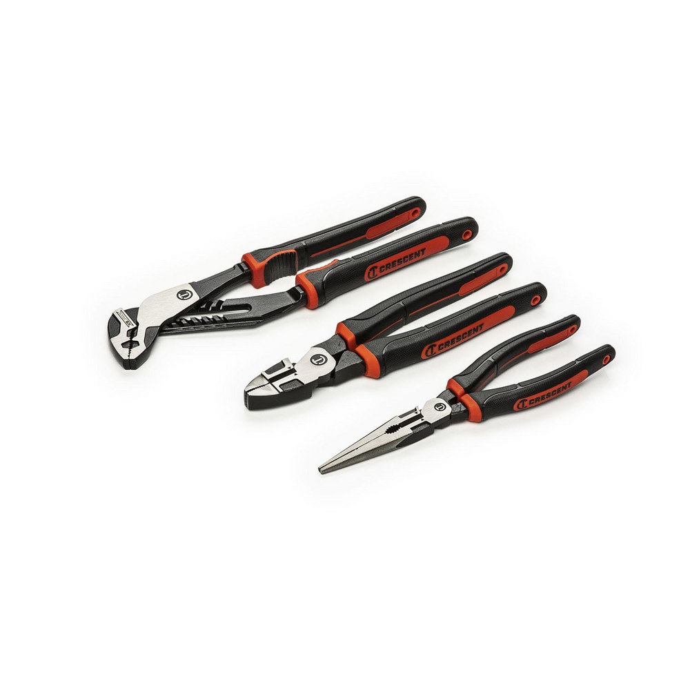 Plier Sets; Plier Type Included: Tongue & Groove Long Nose Linesman ; Set Type: Plier Set ; Container Type: Carded ; Overall Length: 15 ; Insulated: No ; Tether Style: Tether Ready