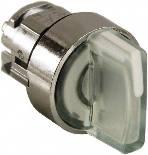 Selector Switch: 3 Positions, Momentary (MO), White Handle