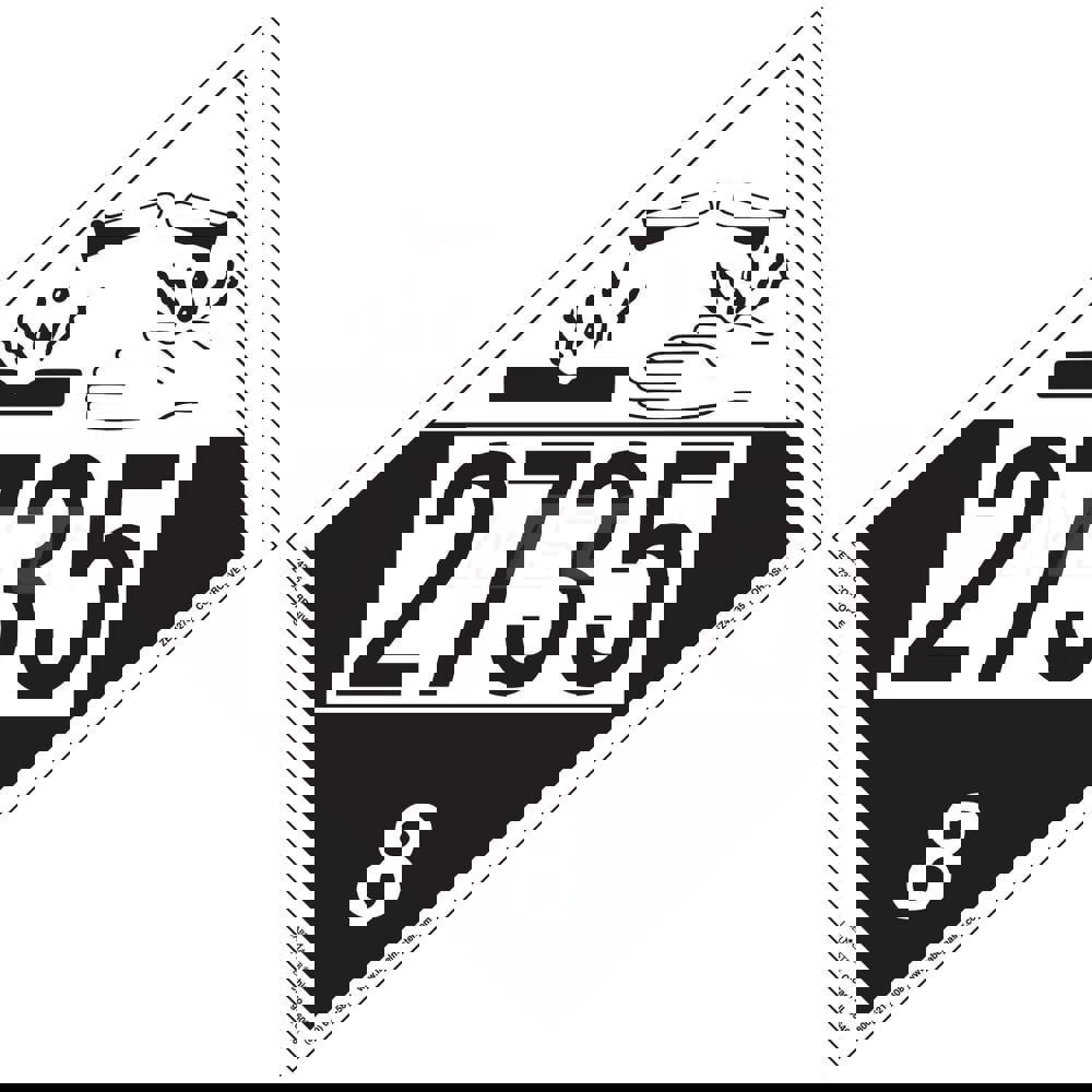 DOT Placards & Holders; Legend: Corrosive ; Type: Placard ; Material: Vinyl ; Overall Height: 10.75 ; Legend Color: Black ; Message or Graphic: Corrosive