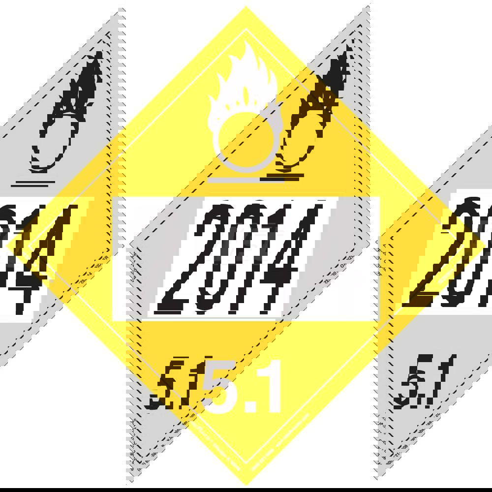DOT Placards & Holders; Legend: Oxidizer ; Type: Placard ; Material: Vinyl ; Legend Color: Yellow ; Message or Graphic: Oxidizer ; Compliance Specifications: DOT 49 CFR 172.519