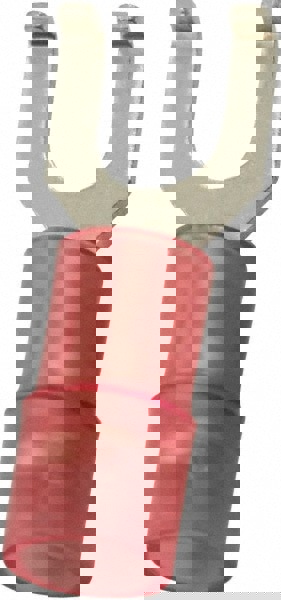 Flanged Fork Terminal: Red, Nylon, Partially Insulated, #6 Stud, Crimp