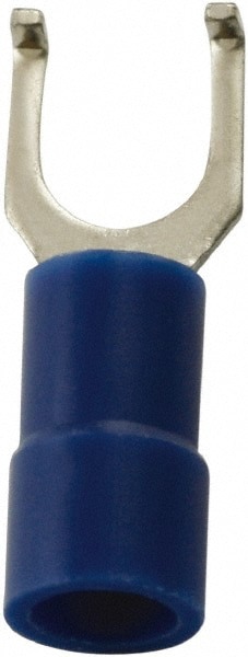 Flanged Fork Terminal: Blue, Vinyl, Partially Insulated, #10 Stud