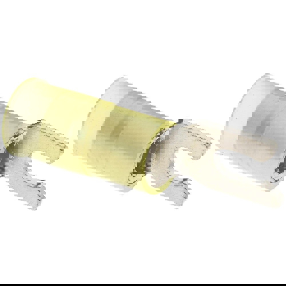 Locking Fork Terminal: Yellow, Nylon, Partially Insulated, #6 Stud, Crimp