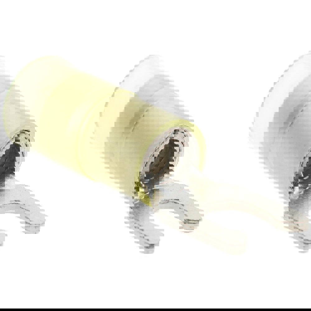 Locking Fork Terminal: Yellow, Nylon, Partially Insulated, #8 Stud, Crimp