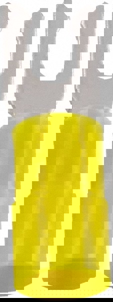 Locking Fork Terminal: Yellow, Nylon, Partially Insulated, #10 Stud, Crimp