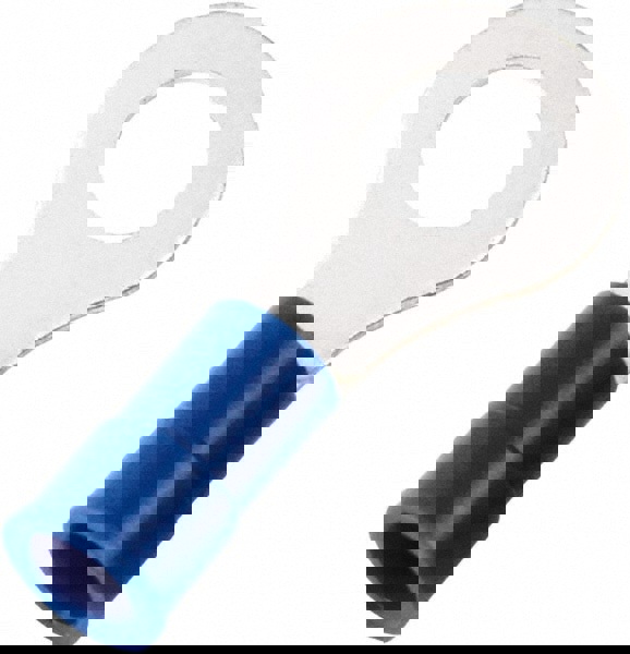 Circular Ring Terminal: Partially Insulated, 16 to 14 AWG, Crimp Connection