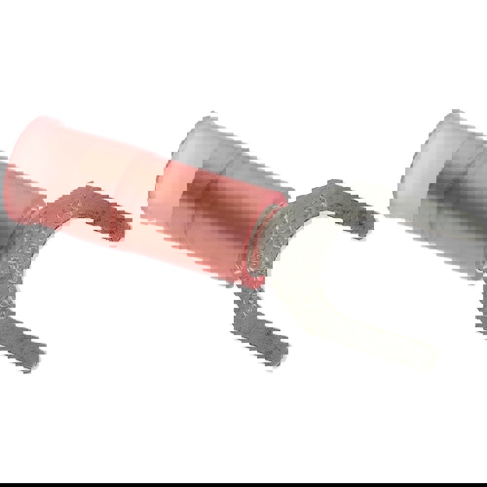 Standard Fork Terminal: Red, Nylon, Partially Insulated, #10 Stud, Crimp