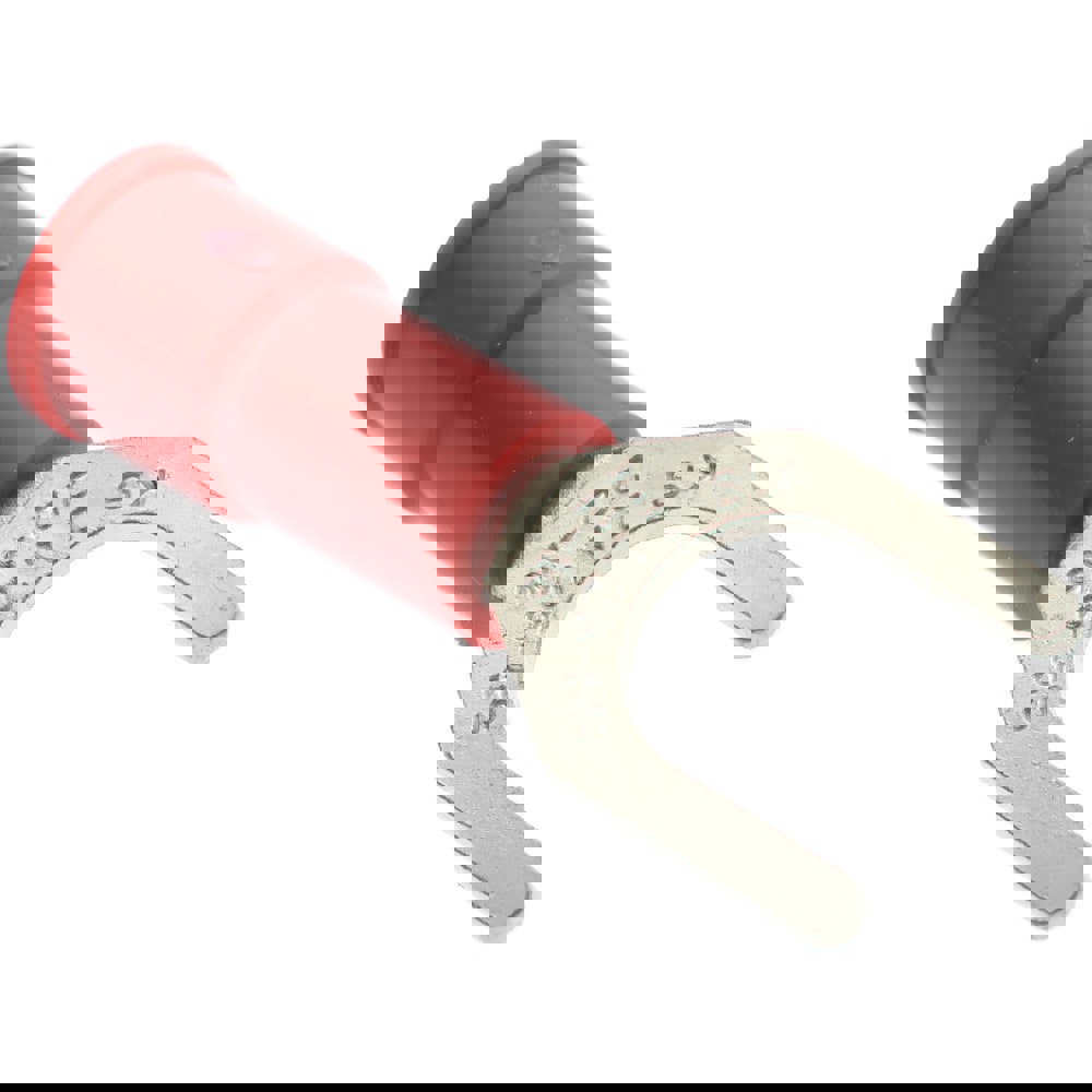 Standard Fork Terminal: Red, Vinyl, Partially Insulated, #10 Stud