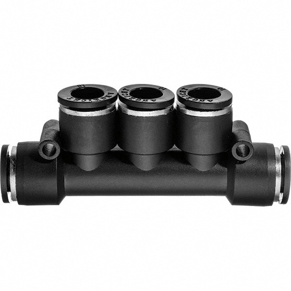 Push-to-Connect Tube Fitting: Manifold 3 Tubes, 1/4